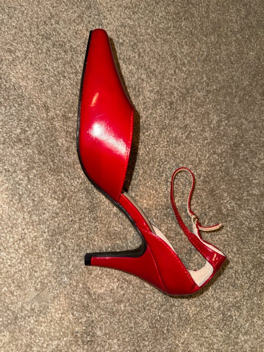 Red Ankle Strap Pumps - 3.75" Heels  - Size 9 W